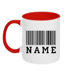 Чашка двухцветная 320ml Имя под штрих кодом - PrintSalon
