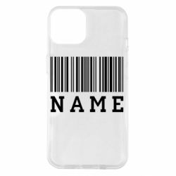 Чехол для iPhone 14 Имя под штрих кодом - PrintSalon