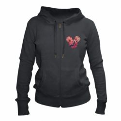 Женское худи на молнии Inner world flowers mickey mouse - PrintSalon