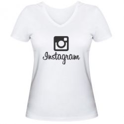 Женская футболка с V-образным вырезом Instagram - PrintSalon