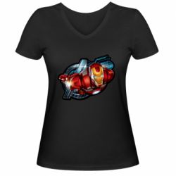 Жіноча футболка з V-подібним вирізом Iron Man and Avengers - PrintSalon