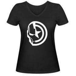 Жіноча футболка з V-подібним вирізом Iron Man and Captain America - PrintSalon