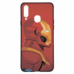 Чохол для Samsung A20s Iron Man and red background - PrintSalon
