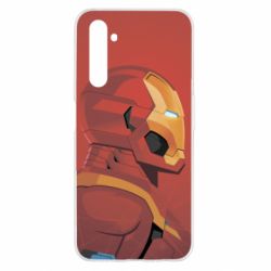 Чохол для Realme 6 Iron Man and red background - PrintSalon