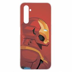 Чохол для Realme 6 Pro Iron Man and red background - PrintSalon