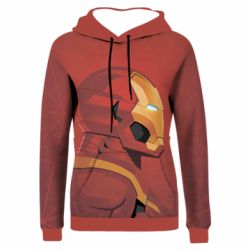 Жіноче 3D худі Iron Man and red background-PrintSalon Жіноче 3D худі Iron Man and red background