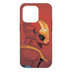 Чохол для iPhone 14 Pro Iron Man and red background - PrintSalon