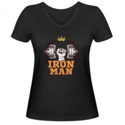 Жіноча футболка з V-подібним вирізом Iron man and sports - PrintSalon