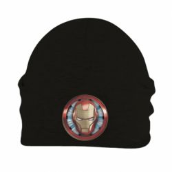 Шапка флисовая Iron man helmet wood texture - PrintSalon