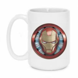 Чашка 420ml Iron man helmet wood texture - PrintSalon