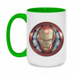 Чашка двухцветная 420ml Iron man helmet wood texture - PrintSalon