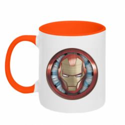 Чашка двухцветная 320ml Iron man helmet wood texture - PrintSalon