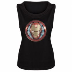 Женская майка Iron man helmet wood texture - PrintSalon