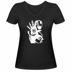 Жіноча футболка з V-подібним вирізом Iron man ready for battle - PrintSalon