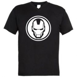 Мужская футболка  с V-образным вырезом Iron man symbol - PrintSalon