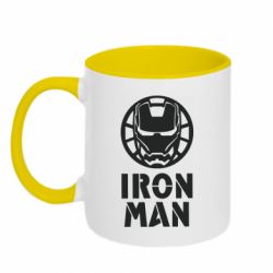 Чашка двухцветная 320ml Iron man text - PrintSalon