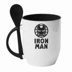 Чашка с ложкой Iron man text - PrintSalon