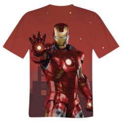 Мужская футболка 3D Ironman and сity - PrintSalon