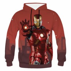 Мужское 3D худи Ironman and сity - PrintSalon