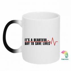 Чашка-хамелеон It's a beautiful day to save lives - PrintSalon