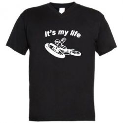 Мужская футболка  с V-образным вырезом It's my moto life - PrintSalon