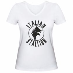 Женская футболка с V-образным вырезом Italian Stallion - PrintSalon
