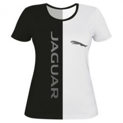 Женская футболка 3D Jaguar black and white