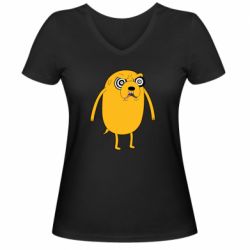 Женская футболка с V-образным вырезом Jake from  Adventure Time - PrintSalon