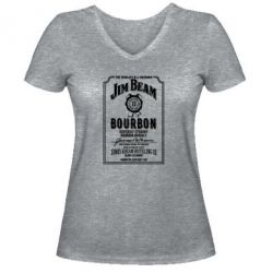 Женская футболка с V-образным вырезом James Beam whiskey - PrintSalon