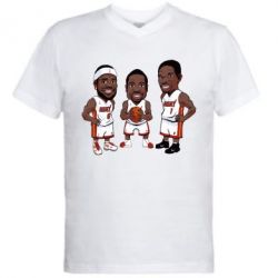 Мужская футболка  с V-образным вырезом "James, Wade and Bosh" - PrintSalon