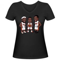 Женская футболка с V-образным вырезом "James, Wade and Bosh" - PrintSalon