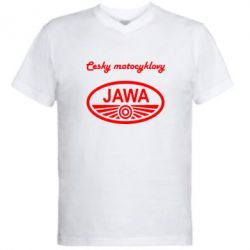 Мужская футболка  с V-образным вырезом Java Cesky Motocyclovy - PrintSalon