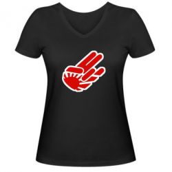 Женская футболка с V-образным вырезом JDM Arm - PrintSalon