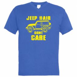 Мужская футболка  с V-образным вырезом Jeep hair don't care - PrintSalon