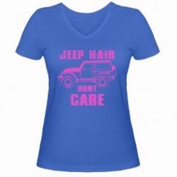 Женская футболка с V-образным вырезом Jeep hair don't care - PrintSalon