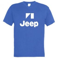 Мужская футболка  с V-образным вырезом Jeep Logo - PrintSalon