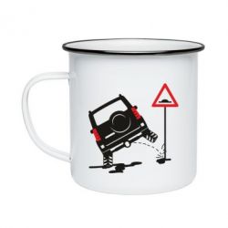 Кружка эмалированная Jeep pissing on the sign - PrintSalon