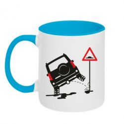 Чашка двокольорова Jeep pissing on the sign-PrintSalon Чашка двокольорова Jeep pissing on the sign