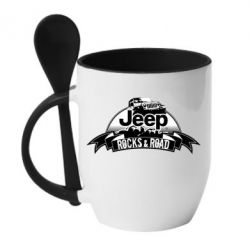 Чашка с ложкой Jeep rocks - PrintSalon
