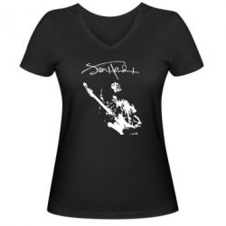 Женская футболка с V-образным вырезом Jimi Hendrix афтограф - PrintSalon