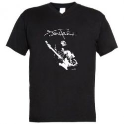 Мужская футболка  с V-образным вырезом Jimi Hendrix афтограф - PrintSalon