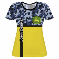 Женская футболка 3D John Deer camouflage blue