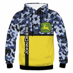 Мужское 3D худи John Deer camouflage blue - PrintSalon