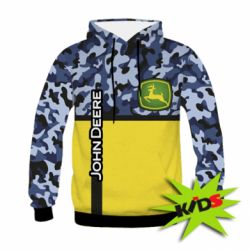 Детское 3D худи John Deer camouflage blue - PrintSalon
