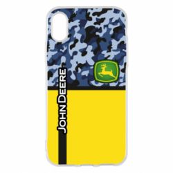 Чехол для iPhone X/Xs John Deer camouflage blue - PrintSalon