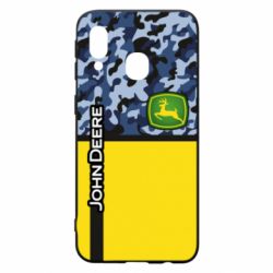 Чехол для Samsung A40 John Deer camouflage blue - PrintSalon
