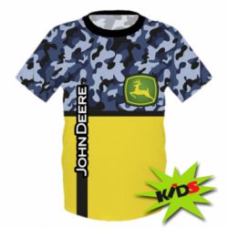 Детская 3D футболка John Deer camouflage blue