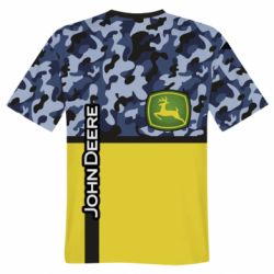 Мужская футболка 3D John Deer camouflage blue - PrintSalon