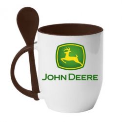 Чашка с ложкой John Deere logo - PrintSalon