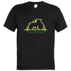Мужская футболка  с V-образным вырезом John deere tractor - PrintSalon